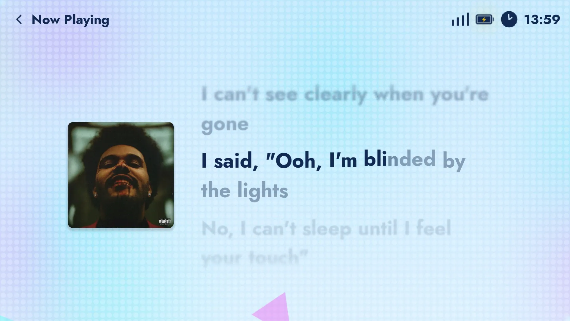 Nari on the AYN Thor's top screen: Synced lyrics